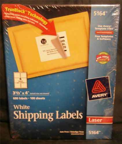 Avery 5164 White Laser mailing labels,True Block 3-1/3 x 4, 600 per box