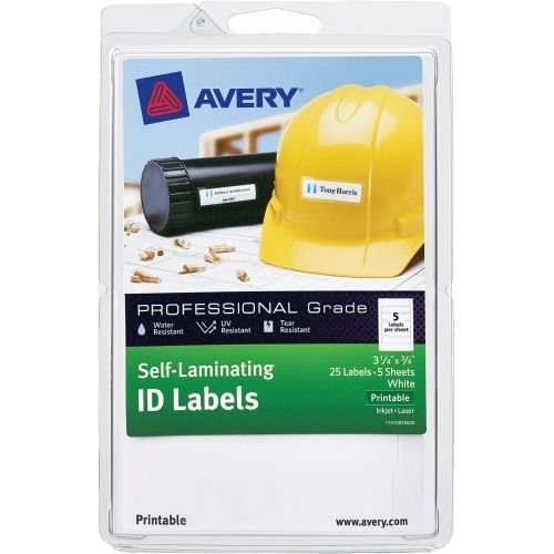 Avery Printable Self-Laminating ID Labels - 3.25&#034;Wx0.75&#034;L - 25 / Pack