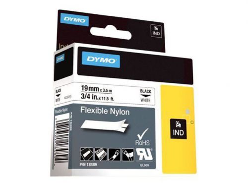 DYMO - Flexible nylon tape - black on white - Roll (0.75 in x 11.5 ft) 1 r 18489