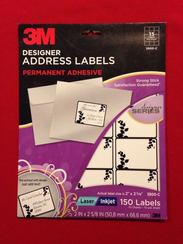 3M Designer Address Labels 150 Count Permanent Adhesive New