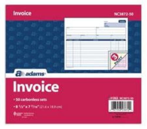 Invoice unit set 2-part carbonless 8-1/2&#039;&#039; x 7-7/16&#039;&#039; 50/pk for sale