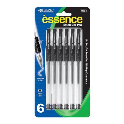 BAZIC Essence Black Gel Pen with Cushion Grip 12 Packs of 6 1732-12