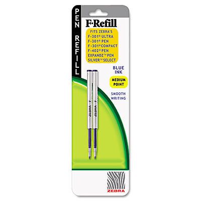 Refill for F-301, F-301 Ultra, F-402, 301A, Spiral Ballpoint, Med, Blue, 2/Pack