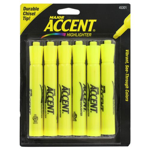 12 Sanford Major Accent Highlighters Yellow Chisel Tip