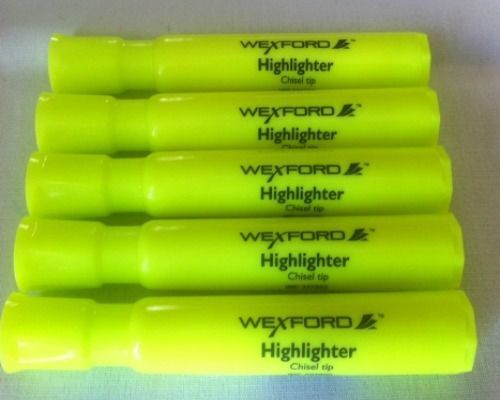 5 Highlighters Pen School Supplies Art Neon Yellow Chisel New Gift Household