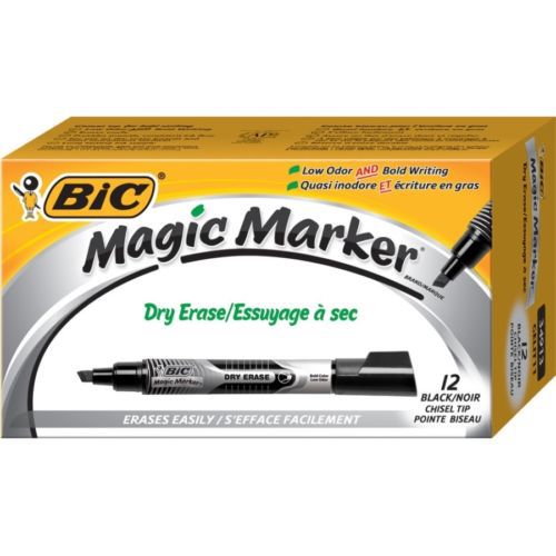 Bic Chisel Tip Dry Erase Magic Markers - Chisel Marker Point Style - (gelit11bk)