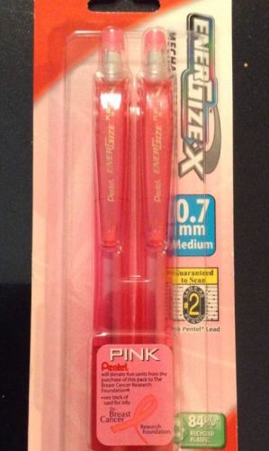 2 pk Pentel EnerGize-X Mechanical Pencils 0.7mm Pink Breast Cancer Pencils