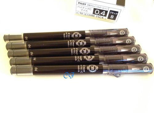 5 New Black Pilot Hi-Tec-C maica 0.4mm Extra Fine Needle tip Ballpoint Pen