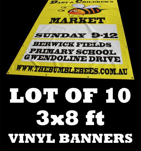 LOT OF 10 CUSTOM 3x8ft 13oz Vinyl Outdoor Advertising Banners Signs Wholesale