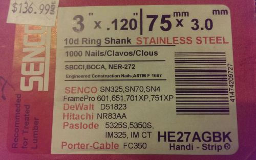 Senco 3&#034; Ring Shank Paper Tape Stainless Steel Framing Nails