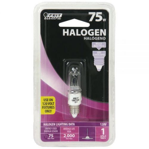 3psc feit electric 75 watt halogen bubles mini candelabra clear bpq75/cl/mc for sale