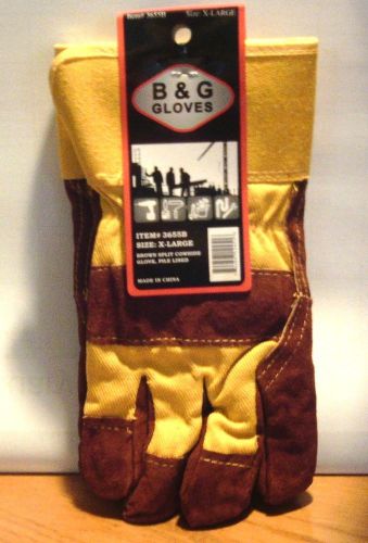 Men&#039;s Cowhide Leather Heavy Duty Work Glove Pile Lining Brown &amp; Yellow  XL NWT