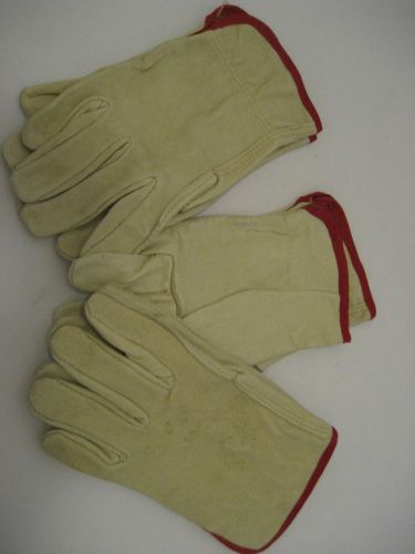 Three Pair Leather Work Gloves Construction Garden Masonry Size Small