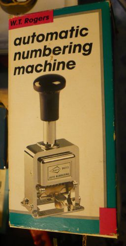 W. T. Rogers Automatic Numbering Machine stamp in box used &amp; instruction type #1