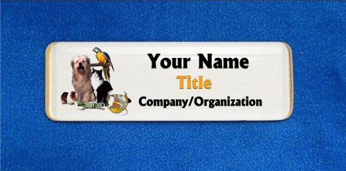 Pets Custom Personalized Name Tag Badge ID White Vet Office Pet Store Shelter