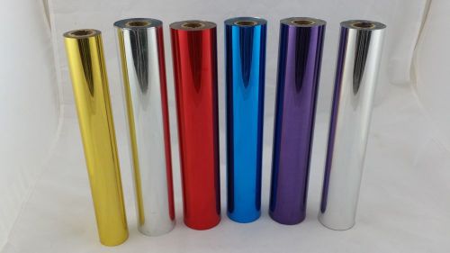 6 rolls - crown leaf screen printing foil -silver gold red blue purple 12&#034; x 20&#039; for sale