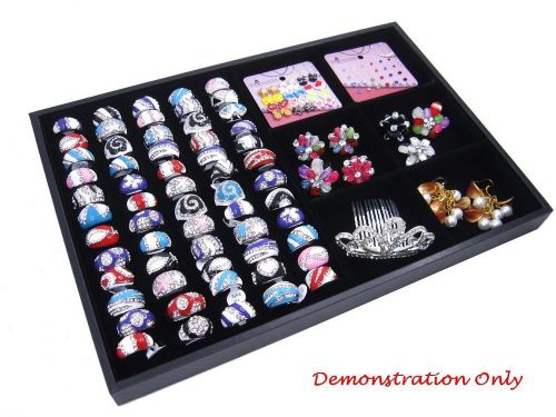 Countertop Protable Jewelry Display Case Tray 60 Ring / Cuff slots 6 Compartment