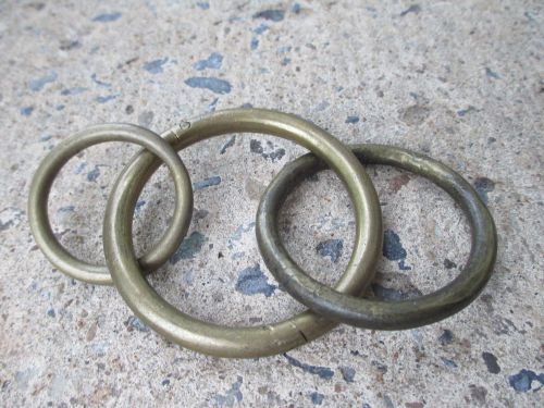 ANTIQUE BRASS BULL NOSE RING PLUS 2 SMALLER RINGS, ALL BRASS NICE PATINA!!