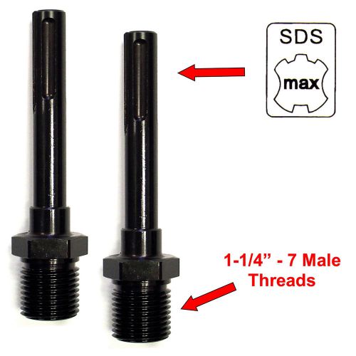 2PK Core Bit Adapter - 1-1/4&#034; Threaded Male to SDS-MAX Male for Hammer Drill