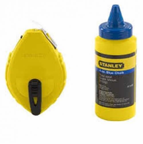 New Stanley 47-442 2 Piece Chalkbox Set Reel And 4-Ounce  Blue Stanley Chalk