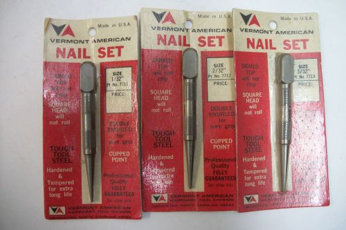 NAIL SET (3 PIECE)  1/32&#034; 2/32&#034; 3/32&#034; NEW VERMONT AMERICAN