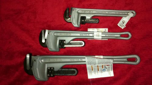 Ridgid 3Pc Aluminum Pipe Wrench Set 10&#034; 14&#034; 18&#034; New