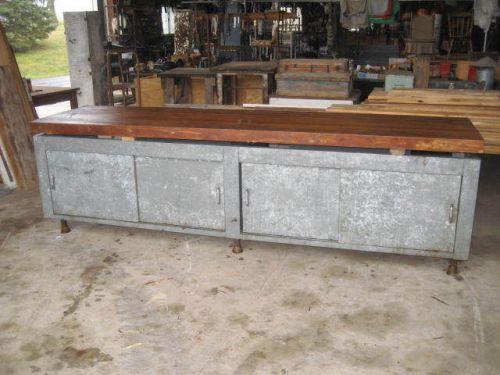 Galvanized steel work table with 3&#034; x 301/2&#034; x 120&#034;  bally block top for sale