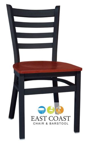 New gladiator ladder back metal restaurant chair with cherry wood seat for sale