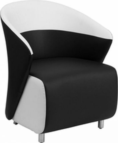 BLACK &amp; WHITE LEATHER LOUNGE RECEPTION CONTEMPORARY CHAIR FREE SHIPPNG LOT OF 1