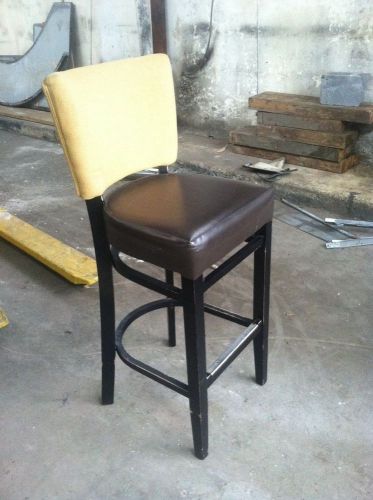 Deluxe 30&#034; high hotel quality wood commercial bar stool upholstered seat &amp; back for sale