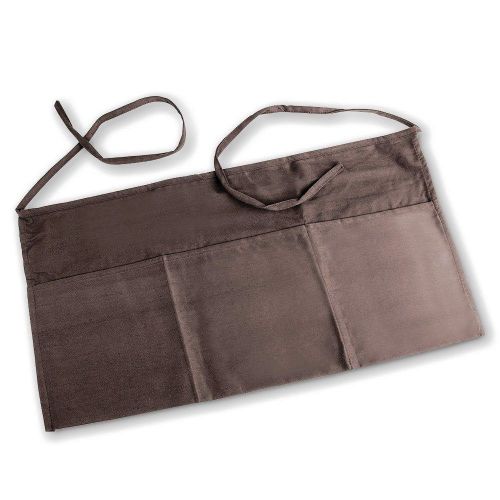 Unisex 3 pocket brown waist apron for restaurant, commerical, or residential for sale