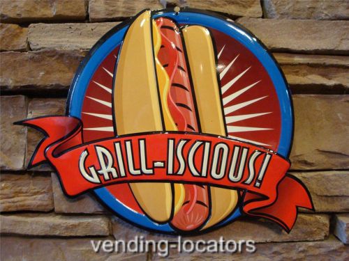 Embossed hot dog metal sign restaurant cafe store display grill hamburger smoker for sale