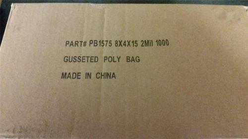 GUSSETED POLY BAGS 2MIL Size-8X4X15  *NEW* 1000 bags per box