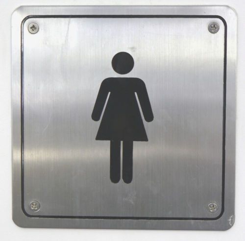 Metlam metal toilet indented sign female square bathroom stainless satin 145mm for sale
