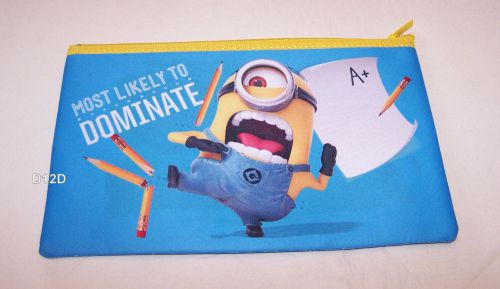 Despicable Me Minions Blue Dominate Printed Neoprene Zip Up Pencil Case New