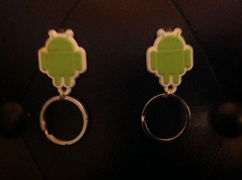 Android Green Robot Keychain with embedded LED - 1 lot of 2 pcs