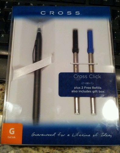 NEW Cross Click Gel Pen Gift Set -SATIN BLACK - 2 refills inc. ATH0625H-2/3