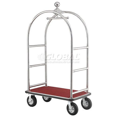 Global industrial ss bellman cart, curved uprights, fancy ball-tip design for sale