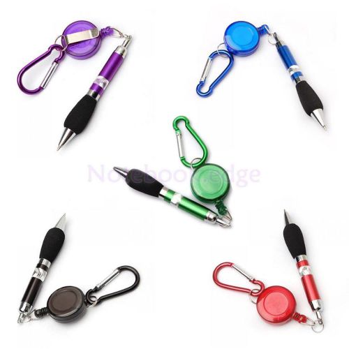 5pc retractable badge reel pen belt clip carabiner snap hook key ring multicolor for sale