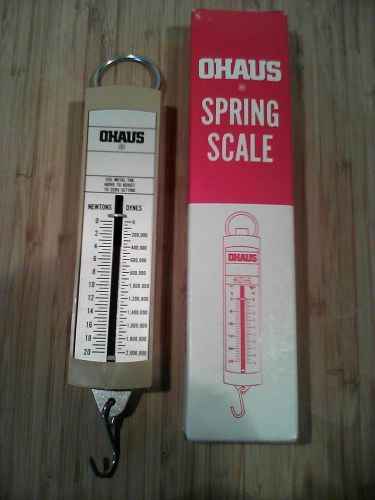 VTG SCALE OHAUS Hanging Spring 2 Mil Dynes-20 Newtons Science Lab-NEW-BOX-NOS