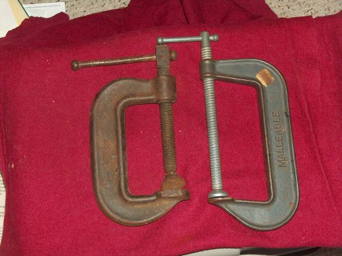 2 VINTAGE C CLAMPS 4&#034; ARMSTRONG AND 6&#034; MALLABLE