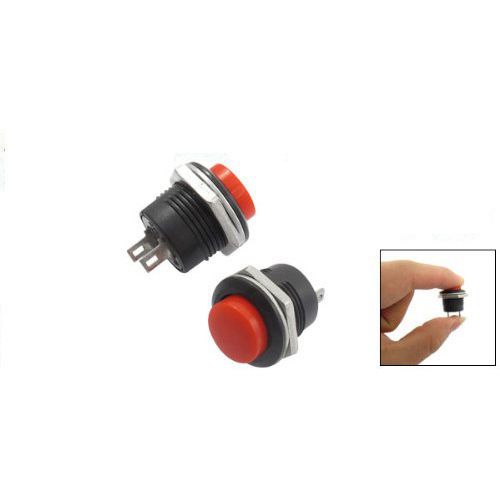 New 5 x momentary spst no red round cap push button switch ac 6a/125v 3a/250v for sale