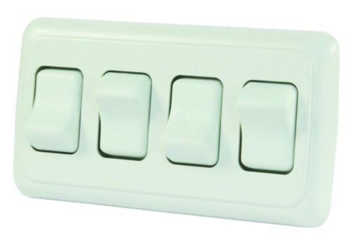 JR Products 12331 White Quad SPST On-Off Switch with Bezel