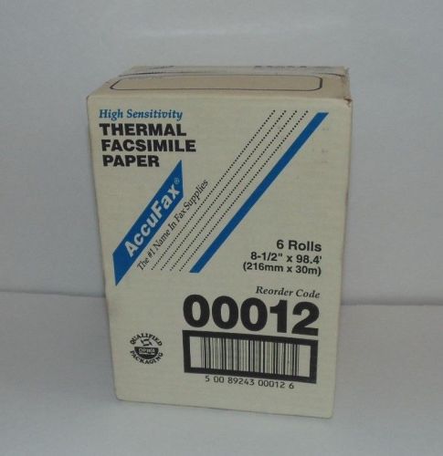 AccuFax Thermal Facsimile Paper Fax 00012 8 1/2&#034; x 98.4&#039; 6 Rolls