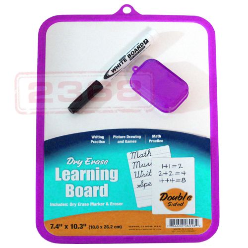 7.4” X 10.3” Dry Erase Learning Board Double Sided With Marker &amp; Eraser Purple