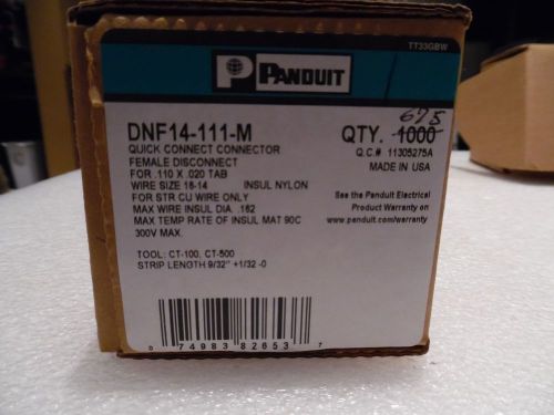 Panduit DNF14-111-M Female Disconnect 16 – 14 AWG .110 x .020 tab size New  675