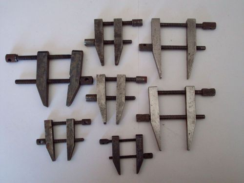 Set of 7 parallel clamps (Starrett #161-A, #161-B, Union Tool Co., Unstamped)