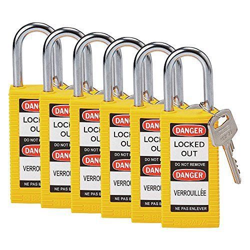 Brady 123399 lockout padlock  keyed different  1/4&#034;  yellow for sale