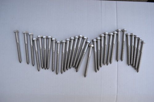 3/8&#034; x 4&#034; stainless steel lag bolts- lot of 30 pieces for sale