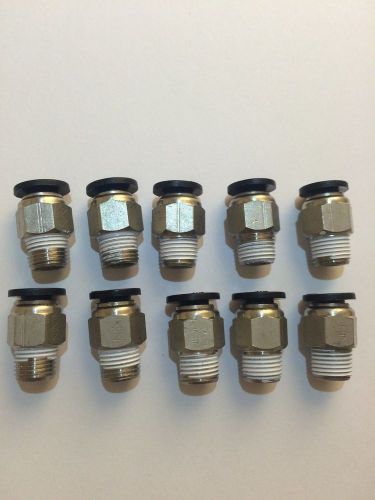 10pcs Male Straight Connector Tube OD 1/4&#034; X NPT 1/4&#034; Push In To Connect Fitting